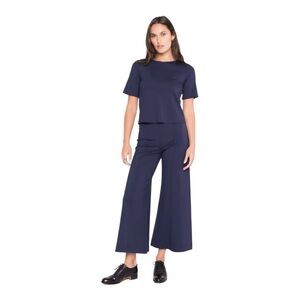 Ripley Rader Navy Ponte Knit Wide Leg Pants Cropped pull-on | 2 small (4-6) US